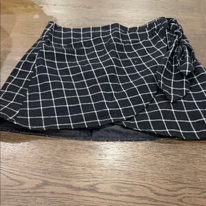 Abbeline Asymmetrical Black and White Grid Skirt